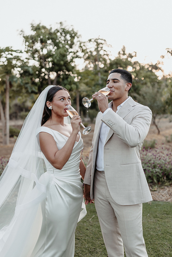 bride and groom toast