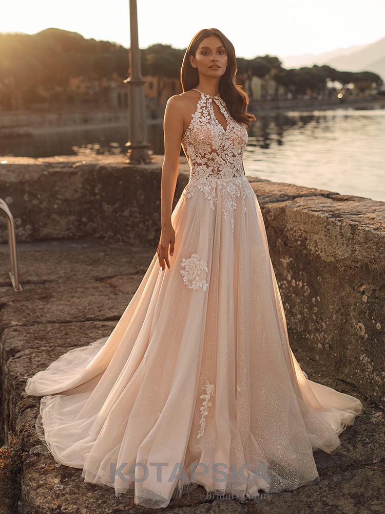 high neck wedding dress