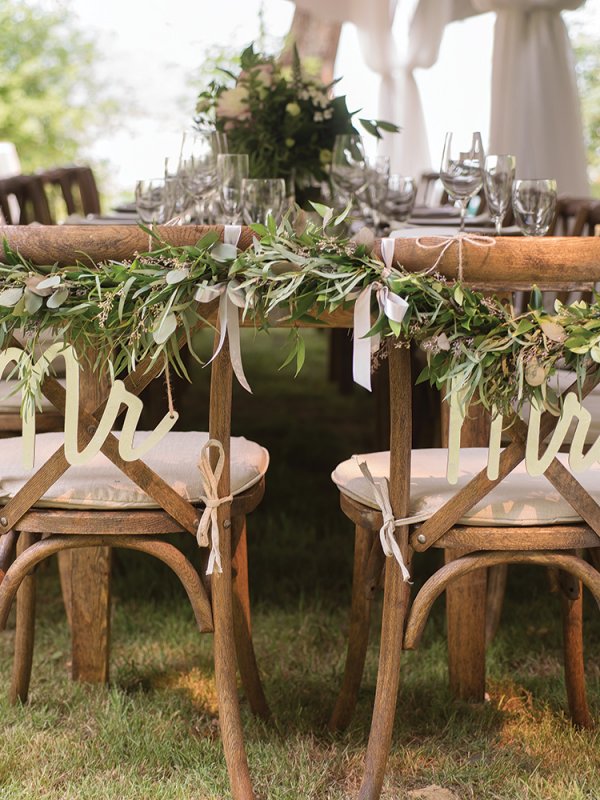 mr and mrs wedding chair signs