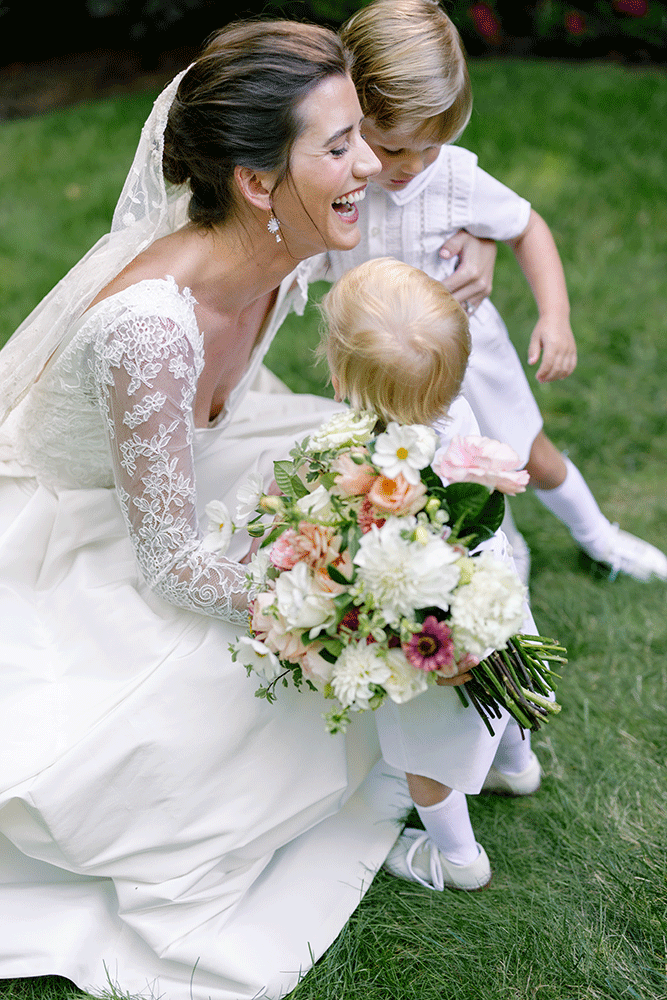 bride with kids